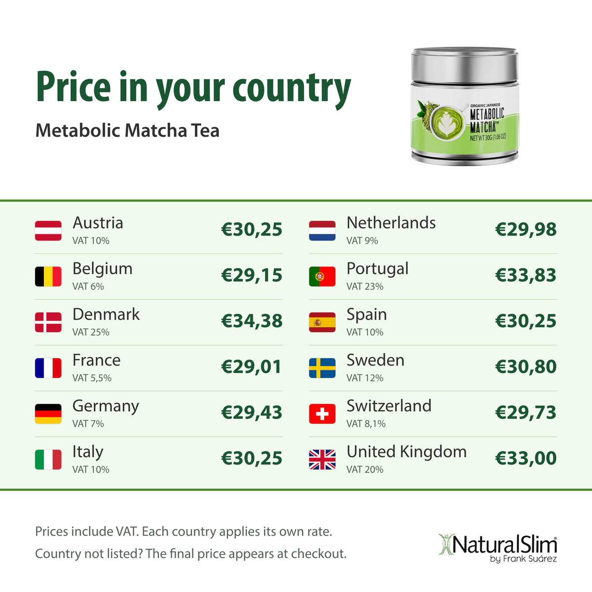 Price in your country: Metabolic Matcha Tea