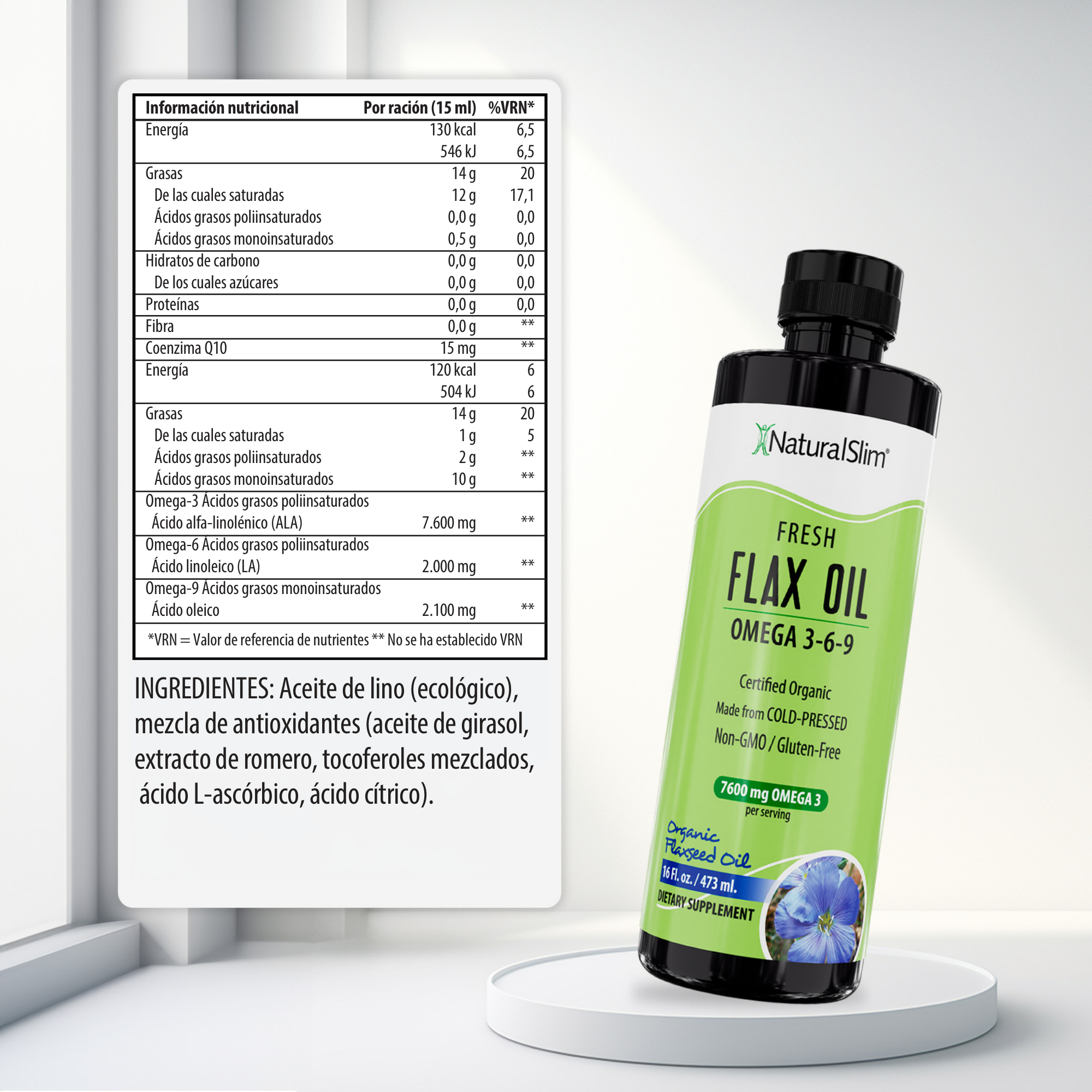 FlaxOil información nutricional [facts]