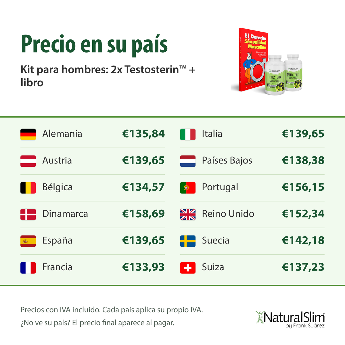 [prices:es] Precio en su país: Kit para hombres: 2x Testosterin™ + libro